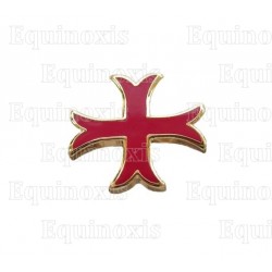 Pin's templario – Cruz templaria patada engastada esmaltada roja – Pequeño