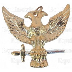 Joya masónica de grado – Águila bicéfalo – Oro brillante