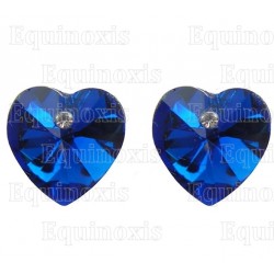 Boucles d'oreilles en cristal – Corazón – Bleu – Finition argent