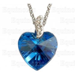 Pendentif en cristal – Corazón – Bleu – Finition argent