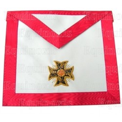 Mandil masónico de cuero – REAA – 18° grado – Caballero Rosa-Cruz –  – Croix pattée – Bordado a mano