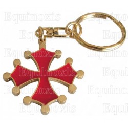Llavero occitano – Cruz occitana biface esmaltada roja 