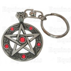 Llavero simbólico – Pentagrama con piedras rojas