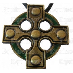 Colgante céltico – Cruz celta 2 – Bronce envejecido – Esmaltado verde