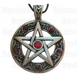 Colgante simbólico – Pentagrama con piedras rojas