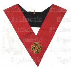 Sautoir maçonnique moiré – 18ème degré – Croix potencée recto-verso – Brodé main 