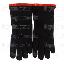 Gants maçonniques coton – Noir avec liseré rouge – Taille M