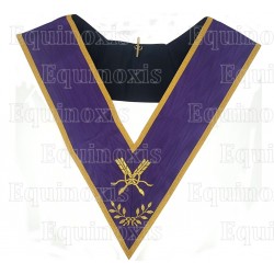 Collar masónico muaré – Menfis-Mizraim púrpura con trenza dorada – Secretario – Bordado a máquina